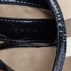 Pre Owned Burberry Black/Beige Nova Check PVC And Patent Leather Brooke Hobo