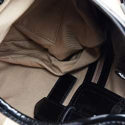 Pre Owned Burberry Black/Beige Nova Check PVC And Patent Leather Brooke Hobo