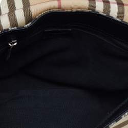 Pre Owned Burberry Beige/Black Nova Check Coated Canvas And Leather Flap Shoulder Bag