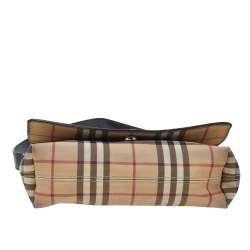 Pre Owned Burberry Beige/Black Nova Check Coated Canvas And Leather Flap Shoulder Bag