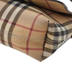 Pre Owned Burberry Beige/Black Nova Check Coated Canvas And Leather Flap Shoulder Bag