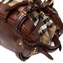 مملوكة مسبقًا حقيبة يد بربرى روان كبيرة جلد وكانفاس بنى /بيج 
