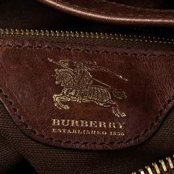 مملوكة مسبقًا حقيبة يد بربرى روان كبيرة جلد وكانفاس بنى /بيج 