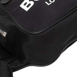 Pre Owned Burberry Black Logo Print Nylon And Leather Bum Belt Bag 