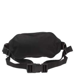 Pre Owned Burberry Black Logo Print Nylon And Leather Bum Belt Bag 