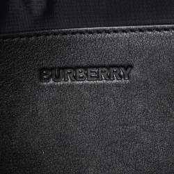 Pre Owned Burberry Black Logo Print Nylon And Leather Bum Belt Bag 