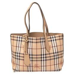 New Authentic Burberry Medium Haymarket Colours Check Leather Reversible  Tote