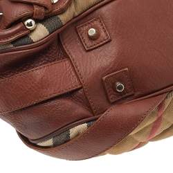 Pre Owned Burberry Beige/Brown Nova Check Canvas And Leather Warrior Hobo
