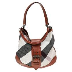 Pre Owned Burberry Multicolor Canvas And Leather Mega Check Hobo