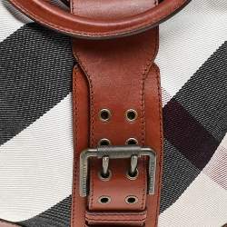Pre Owned Burberry Multicolor Canvas And Leather Mega Check Hobo