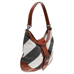 Pre Owned Burberry Multicolor Canvas And Leather Mega Check Hobo