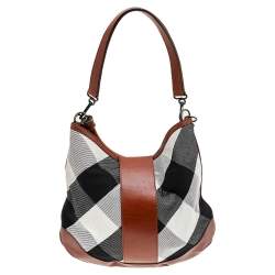Pre Owned Burberry Multicolor Canvas And Leather Mega Check Hobo