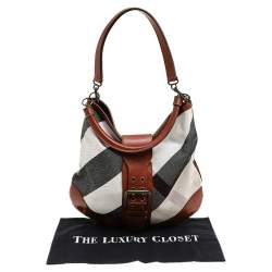 Pre Owned Burberry Multicolor Canvas And Leather Mega Check Hobo