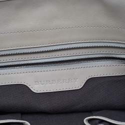 Pre Owned Burberry Beige Smoke Check PVC And Leather Tote