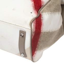 مملوكة مسبقًا Burberry Multicolor Ikat Check Canvas and Leather Trim Shopper Tote