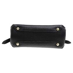 Pre Owned Burberry Black/Beige Leather And House Check Fabric Medium Camberley Top Handle Bag