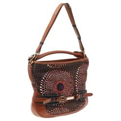 Pre Owned Burberry Multicolor Printed Canvas and Leather Hobo
