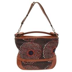 Pre Owned Burberry Multicolor Printed Canvas and Leather Hobo