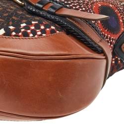 Pre Owned Burberry Multicolor Printed Canvas and Leather Hobo