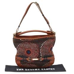 Pre Owned Burberry Multicolor Printed Canvas and Leather Hobo