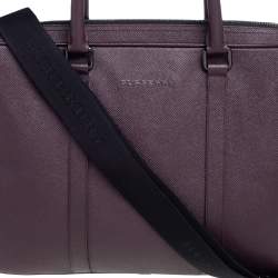 Pre Owned Burberry Burgundy Leather Newburg Briefcase