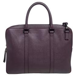 Pre Owned Burberry Burgundy Leather Newburg Briefcase