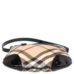 Burberry Black/Beige Supernova Check Coated Canvas and Patent Leather Dryden Messenger