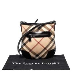 Burberry Black/Beige Supernova Check Coated Canvas and Patent Leather Dryden Messenger