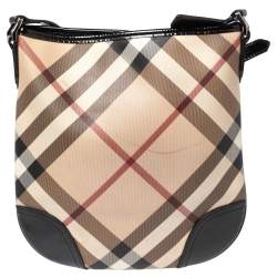 Burberry Black/Beige Supernova Check Coated Canvas and Patent Leather Dryden Messenger
