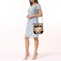 Burberry Black/Beige Supernova Check Coated Canvas and Patent Leather Dryden Messenger