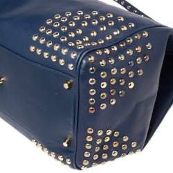 Pre Owned حقيبة يد بربري كانتربري مرصع جلد أزرق