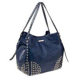 Pre Owned حقيبة يد بربري كانتربري مرصع جلد أزرق