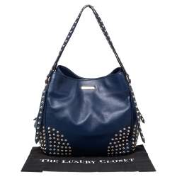 Pre Owned حقيبة يد بربري كانتربري مرصع جلد أزرق