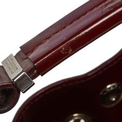 Pre Owned Burberry Burgundy-Nova Check Canvas And Patent Leather Warrior Armor Hobo