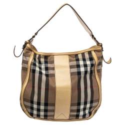 Pre Owned Burberry Multicolor House Check Canvas and Leather Hobo