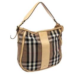 Pre Owned Burberry Multicolor House Check Canvas and Leather Hobo