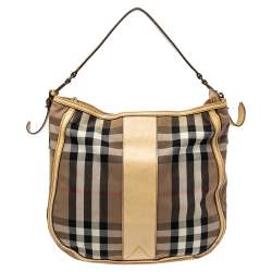 Pre Owned Burberry Multicolor House Check Canvas and Leather Hobo