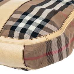 Pre Owned Burberry Multicolor House Check Canvas and Leather Hobo