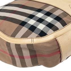 Pre Owned Burberry Multicolor House Check Canvas and Leather Hobo