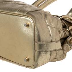 Burberry Metallic Gold Quilted Patent Leather Beaton Tote