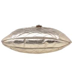 Pre Owned Burberry Metallic Gold Quilted Leather Brooke Hobo