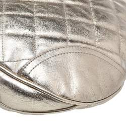 Pre Owned Burberry Metallic Gold Quilted Leather Brooke Hobo