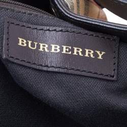 Pre Owned Burberry Beige/Brown Haymarket Check Coated Canvas And Leather Medium Willenmore Hobo