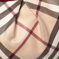 مملوكة مسبقًا Burberry Burgundy/Beige Nova Check PVC and Patent Leather Medium Chesham Crossbody Bag