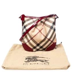 مملوكة مسبقًا Burberry Burgundy/Beige Nova Check PVC and Patent Leather Medium Chesham Crossbody Bag