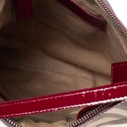 مملوكة مسبقًا Burberry Burgundy/Beige Nova Check PVC and Patent Leather Medium Chesham Crossbody Bag