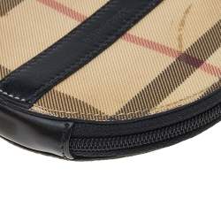 Burberry Beige-Black House Check PVC And Leather Round Coin Pouch