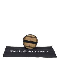 Burberry Beige-Black House Check PVC And Leather Round Coin Pouch