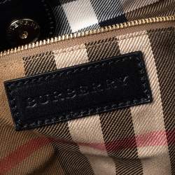 Pre Owned Burberry Khaki/Black Canvas And Leather Hobo