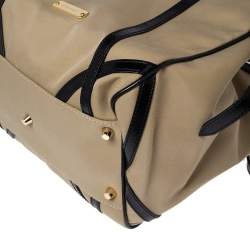 Pre Owned Burberry Khaki/Black Canvas And Leather Hobo